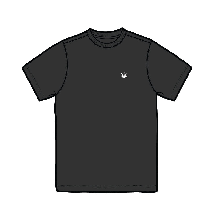 Black With White Embroidered Leaf Men's T
